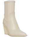 Steve Madden Thorn Bone Leather Pointed-toe Mid-calf High Heel Boots In Beige