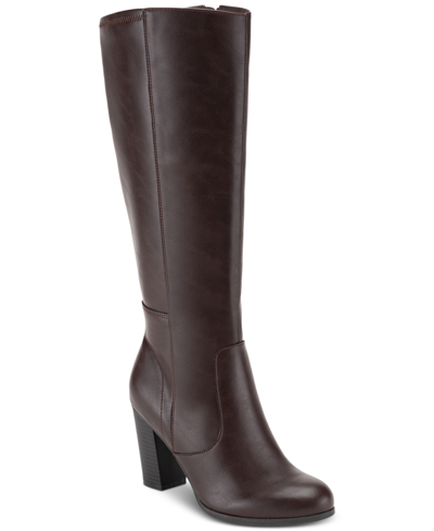 Style & Co Women's Addyy Extra Wide-calf Dress Boots, Created For Macy's In Chocolate