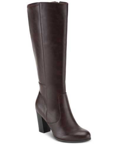 Style & Co Women's Addyy Knee High Extra Wide Calf Dress Boots, Created For Macy's In Chocolate