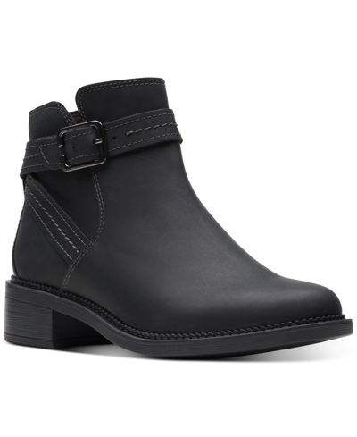 Clarks Maye Strap Womens Leather Ankle Booties In Black