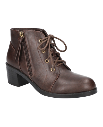 Easy Street Becker Womens Faux Leather Ankle Booties In Brown