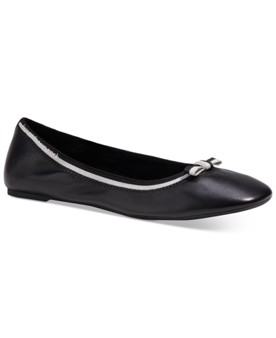 Kate Spade Claudette Leather Bow Ballerina Flats In Black White