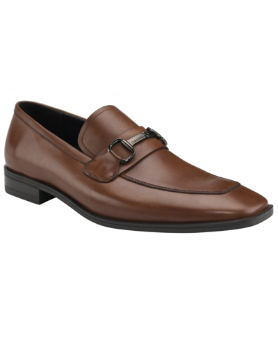 Calvin Klein Malcome 2 Mens Leather Slip-on Loafers In Dark Tan Leather