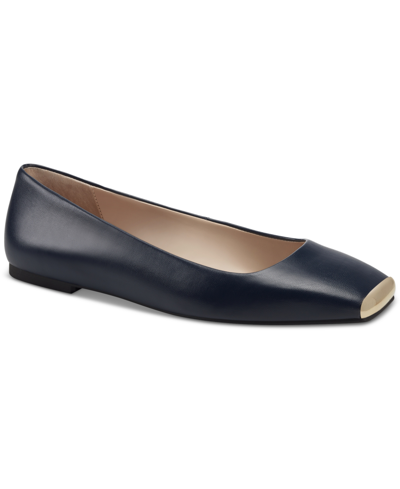 Alfani Step N' Flex Women's Neptoon Square-toe Flats, Created For Macy's Women's Shoes In Navy Smooth