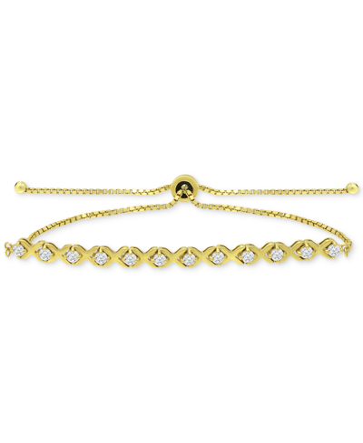Giani Bernini Cubic Zirconia Xo Bolo Bracelet, Created For Macy's In Gold Over Silver
