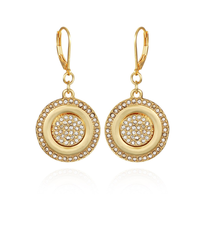 Vince Camuto Crystal Coin Drop Earrings In Gold-tone