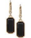 Dkny Gold-tone Pave & Rectangle Stone Drop Earrings In Gold