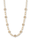 Marchesa Gold-tone Imitation Pearl & Crystal Button Station Necklace, 16" + 3" Extender In Gold