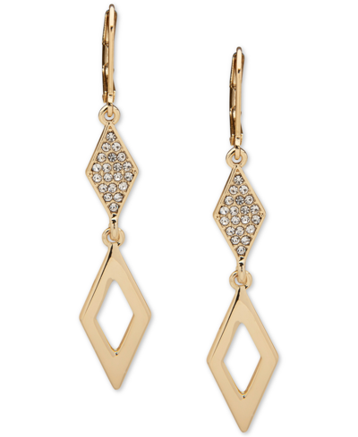 Karl Lagerfeld Gold-tone Pave Geometric Drop Earrings
