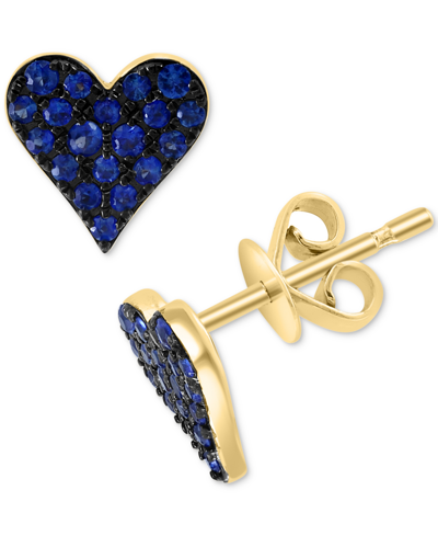 Effy Collection Effy Sapphire Pave Heart Stud Earrings (1/3 Ct. T.w.) In 14k Gold (also Available In Ruby)