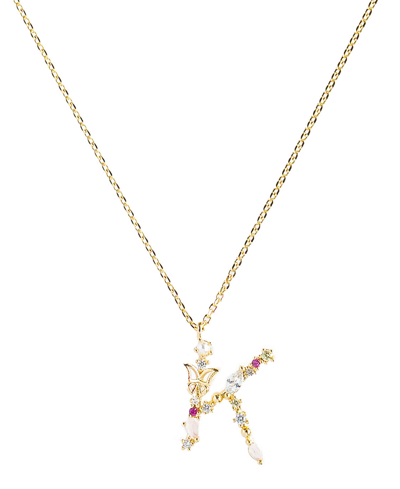 Girls Crew Flutterfly Stone Initial Necklace In Gold-plated- K