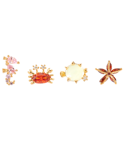 Girls Crew Kids' Under The Sea Stud Earring Set In Gold-plated