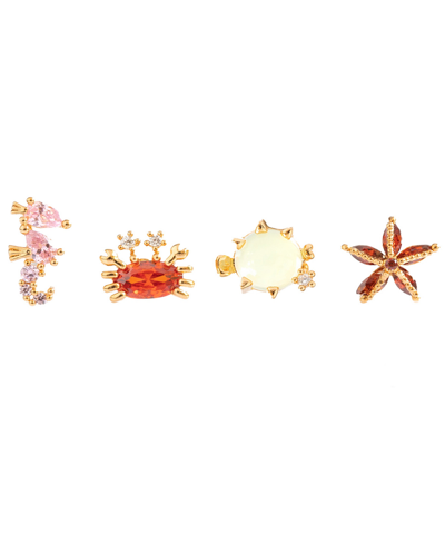 Girls Crew Under The Sea Stud Earring Set In Gold-plated