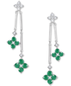 Macy's Sapphire (1-1/10 Ct. T.w.) & Diamond (1/5 Ct. T.w.) Flower Drop Earrings In Sterling Silver (also In In Emerald