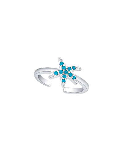 And Now This Turquoise Cubic Zirconia Starfish Toe Ring In Fine Silver Plated
