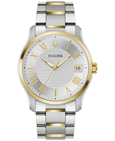 Bulova Men's Classic Wilton Two-tone Stainless Steel Bracelet Watch 41mm In Two Tone  / Gold Tone / Silver