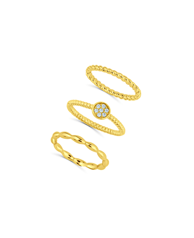 And Now This Cubic Zirconia Triple Band Ring, Set Of 3 In Gold Plated