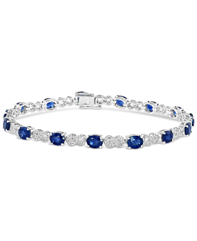 Effy Collection Effy Sapphire (6-3/8 Ct. T.w.) & Diamond (3/8 Ct. T.w.) Infinity Link Bracelet In 14k White Gold