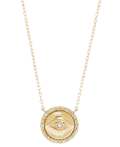 Macy's Diamond Accent Evil Eye 17-1/4" Pendant Necklace In 14k Gold In Yellow Gold