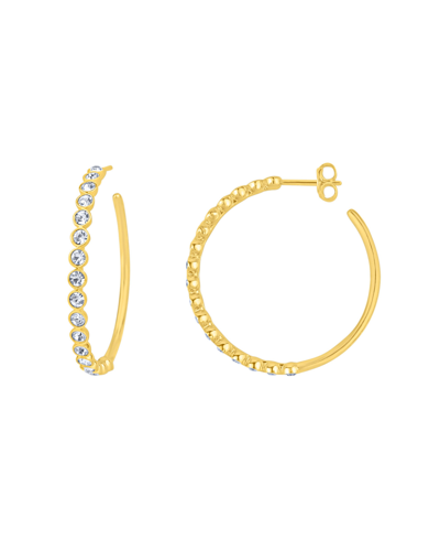 And Now This Crystal Post Hoop Earrings In Gold Plated