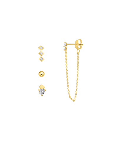 And Now This Multi Earring Cubic Zirconia 4-piece Assortment In Gold Plated