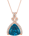 Le Vian Deep Sea Blue Topaz (10 Ct. T.w.) & Nude Diamond (7/8 Ct. T.w.) Adjustable 20" Pendant Necklace In 1 In Blue Topaz