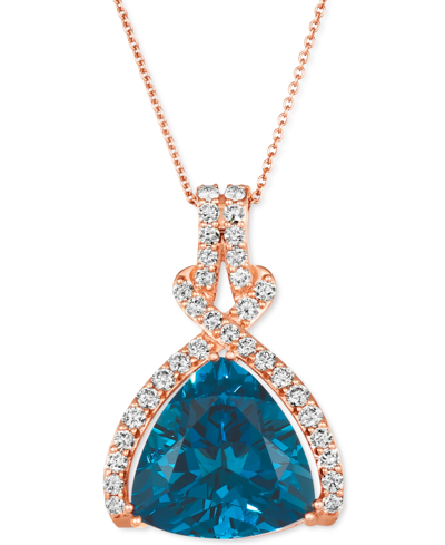 Le Vian Deep Sea Blue Topaz (10 Ct. T.w.) & Nude Diamond (7/8 Ct. T.w.) Adjustable 20" Pendant Necklace In 1