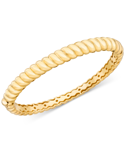 Macy's Polished Croissant Twist Bangle Bracelet In 14k Gold-plated Sterling Silver In Gold Over Silver