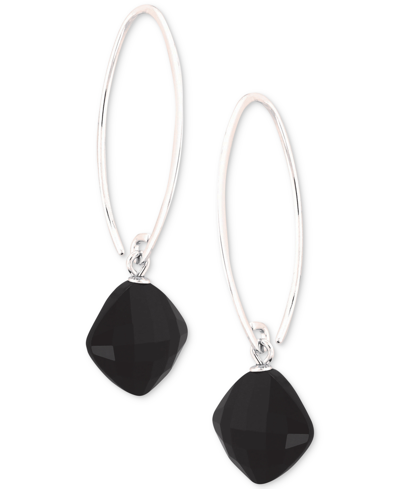 Macy's Onyx Threader Drop Earrings In Sterling Silver