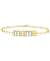 MACY'S DIAMOND "MAMA" LINK BRACELET (1/10 CT. T.W.) IN 14K GOLD-PLATED STERLING SILVER