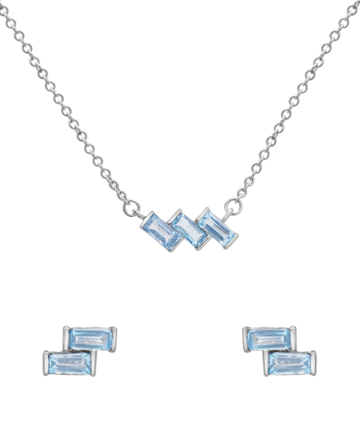 Macy's Sky Blue Topaz Matching Earring And Necklace Set In Sterling Silver