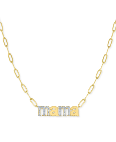 Macy's Diamond Mama 18" Pendant Necklace (1/10 Ct. T.w.) In 14k Gold-plated Sterling Silver