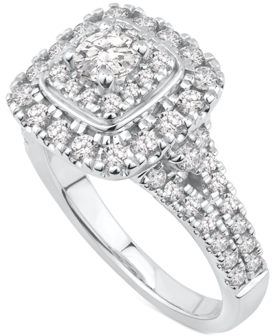 MACY'S DIAMOND HALO CLUSTER ENGAGEMENT RING (1-3/8 CT. T.W.) IN 14K WHITE GOLD