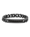 Steeltime Black Ion Plating Thick Cuban Link Chain And Simulated Black Diamonds Id Bracelet In Black