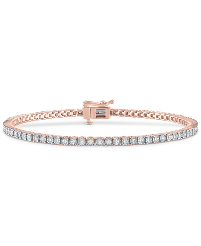 Macy's Diamond Tennis Bracelet (1/2 Ct. T.w.) In Sterling Silver, 14k Gold-plated Sterling Silver Or 14k Ro In Rose Gold-plated Sterling Silver