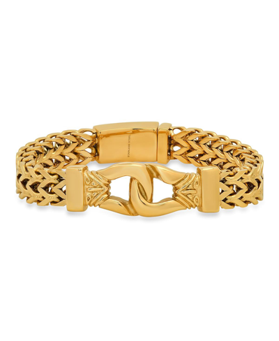 Steeltime Double Row Wheat Chain Accent Buckle Bracelet In Yellow