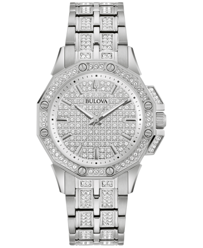 Bulova Women's Crystal Octava Stainless Steel Bracelet Watch 34mm In Silver-tone