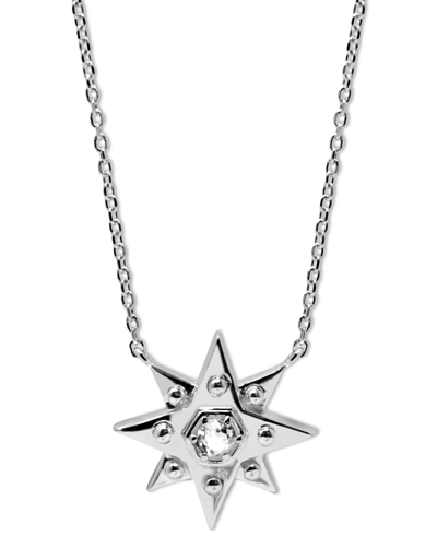 Jac + Jo By Anzie White Topaz (1/10 Ct. T.w.) Star Pendant Necklace In Sterling Silver, 16" + 1" Ext