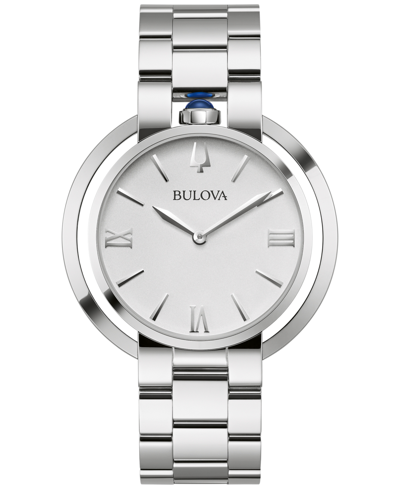 Bulova Women's Rubaiyat Stainless Steel Bracelet Watch 40mm In Blue / White