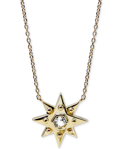 Jac + Jo By Anzie White Topaz (1/10 Ct. T.w.) Star Pendant Necklace In 14k Gold, 16" + 1" Extender