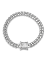 Steeltime Miami Cuban Chain With Simulated Diamond Box Clasp Bracelet In Metallic