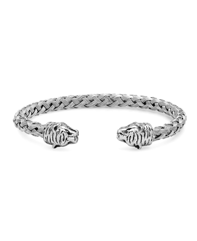 Steeltime Braided Wire Tiger Head Bracelet In Metallic