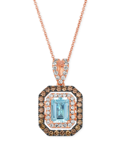 Le Vian Sea Blue Aquamarine (1-1/4 Ct. T.w.) & Diamond (7/8 Ct. T.w.) Halo 20" Adjustable Pendant Necklace I