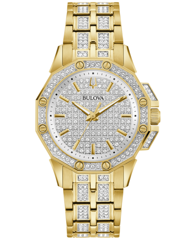 Bulova Women's Crystal Octava Gold-tone Stainless Steel Bracelet Watch 34mm