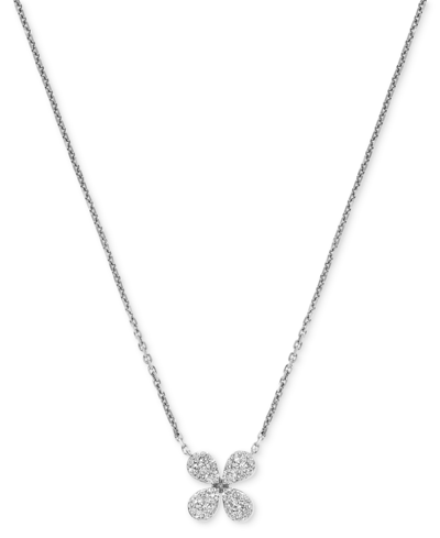 Macy's Diamond Flower Pendant Necklace (1/3 Ct. T.w.) In 14k White Gold