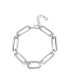 And Now This Cubic Zirconia Link Bracelet In Fine Silver Plated