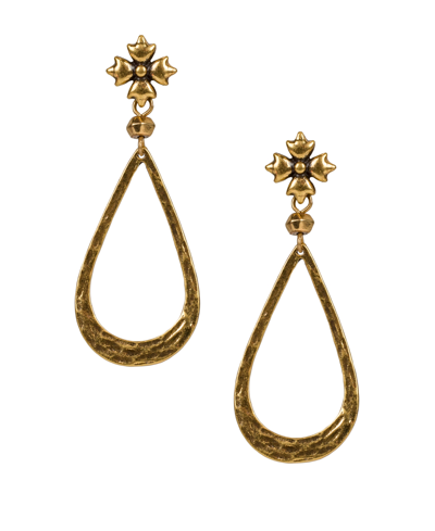 Patricia Nash Gold-tone Floret & Tear-shape Drop Earrings In Russian Gold