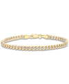 Macy's Double-sided Cuban Link Chain Bracelet In 10k Two-tone Gold In Two-tone