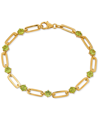 Macy's Garnet Paperclip Link Bracelet (4 Ct. T.w.) In 14k Gold-plated Sterling Silver (also In Citrine, Ame In Peridot