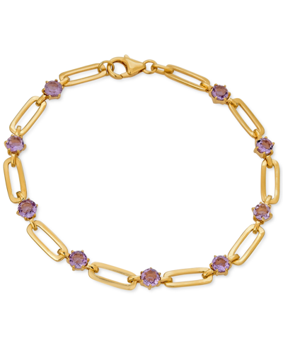 Macy's Garnet Paperclip Link Bracelet (4 Ct. T.w.) In 14k Gold-plated Sterling Silver (also In Citrine, Ame In Amethyst